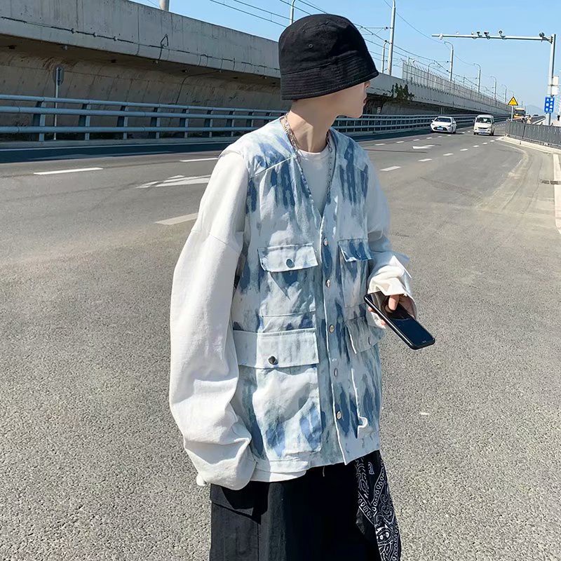 Áo sát nách nhuộm màu phong nam cách hip hop đường phố cho nam và nữ phong cách Hàn Quốc phong cách couple áo gile oversize basic unisex áo vest áo khoác