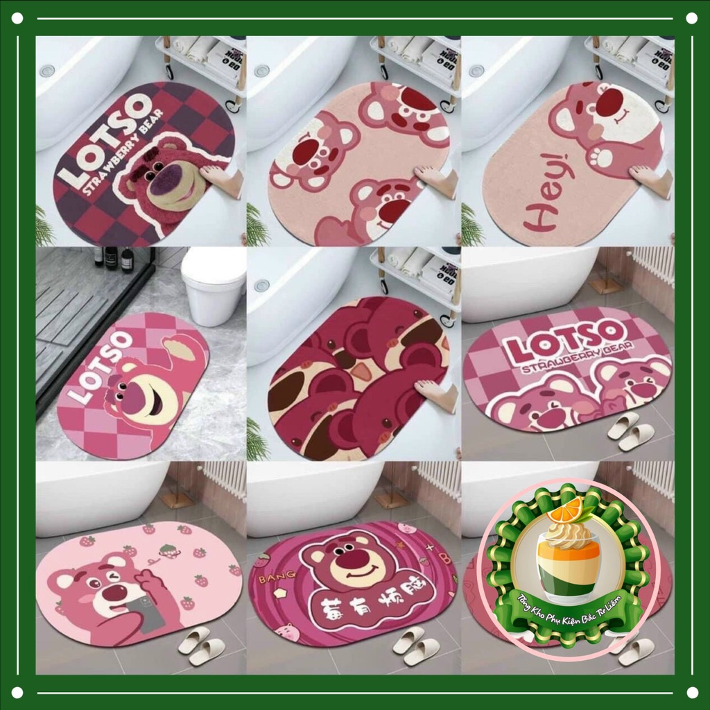 Thảm lau chân thấm nước 3D, thảm chùi chân nhà bếp nhà tắm chống trượt hình gấu cute 40x60 cm - Family Care