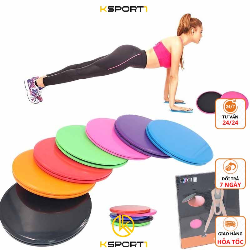 Đĩa trượt tập Gym và Yoga | Đĩa Tròn 18x18cm, Chất Liệu nhựa ABS | Sét 2 đĩa kèm hộp