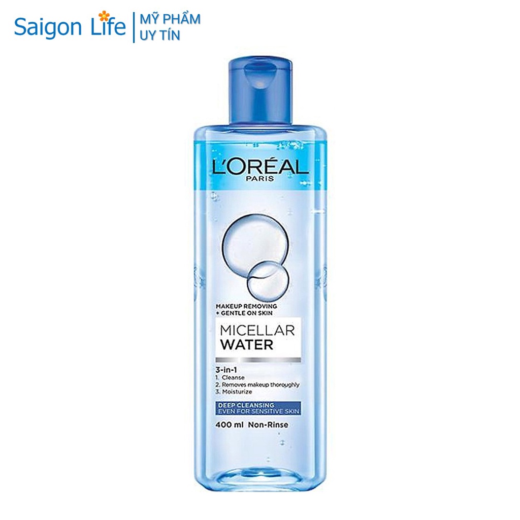 Nước Tẩy Trang Làm Sạch Sâu L'Oreal Paris 3-in-1 Micellar Water 400ml (Xanh Đậm)