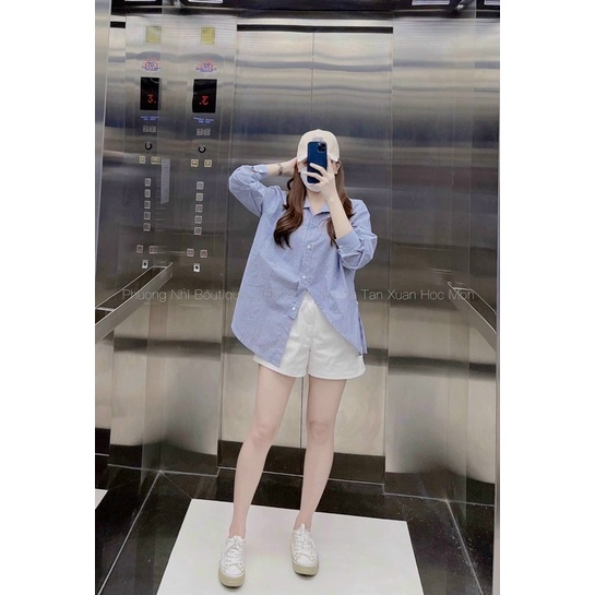 Sét sm xanh tà lệch + short trắng