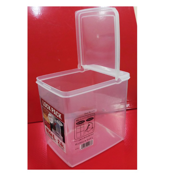 hộp nhựa đựng thực phẩm trong suốt nắp mở đứng 2,6 lít 16,8x13cm cao 16,3cm, sx tại Nhật. H373