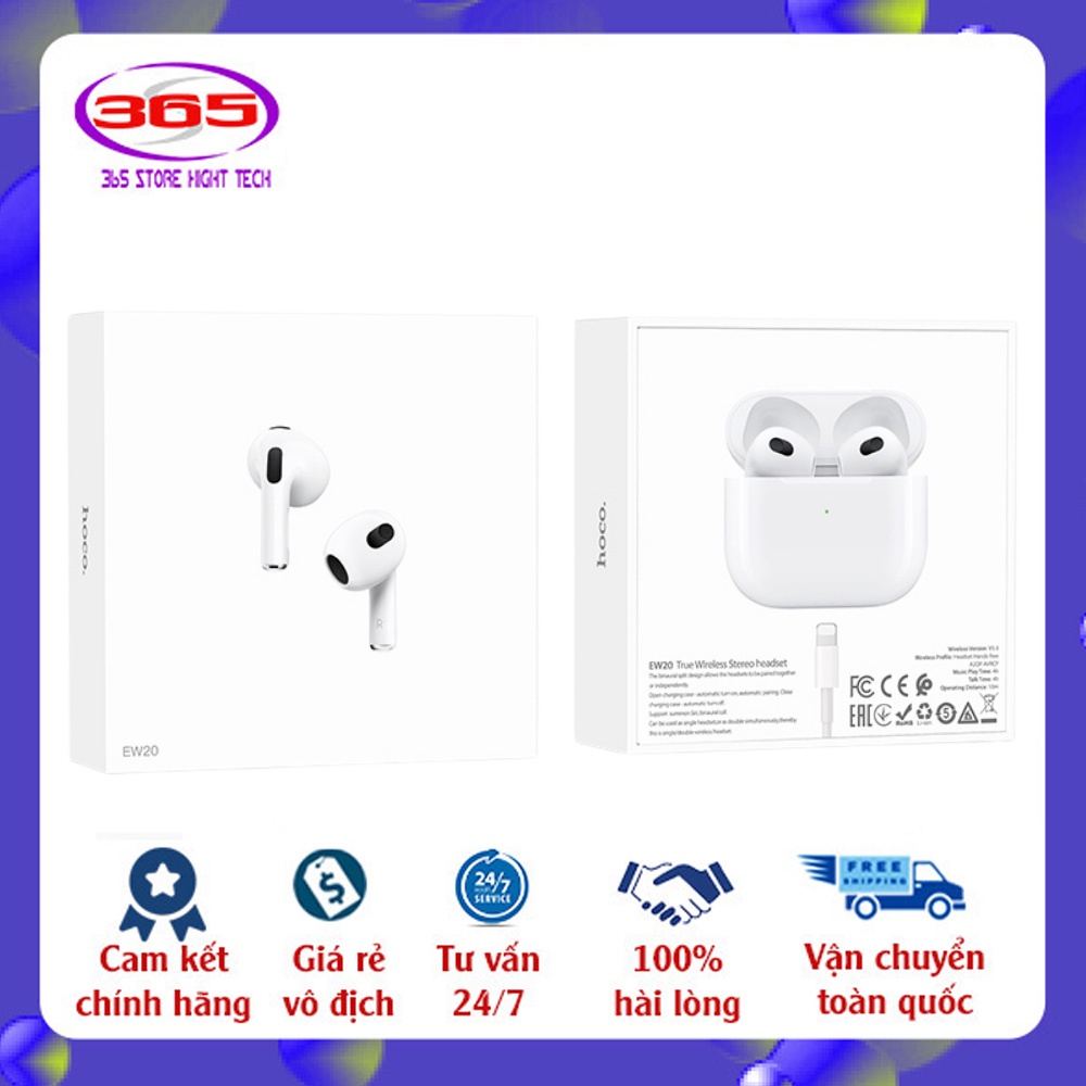 Tai nghe bluetooth Hoco EW20 tai nghe không dây công nghệ TWS thời gian nghe nhạc 4h hàng chính hãng bảo hành 12 tháng