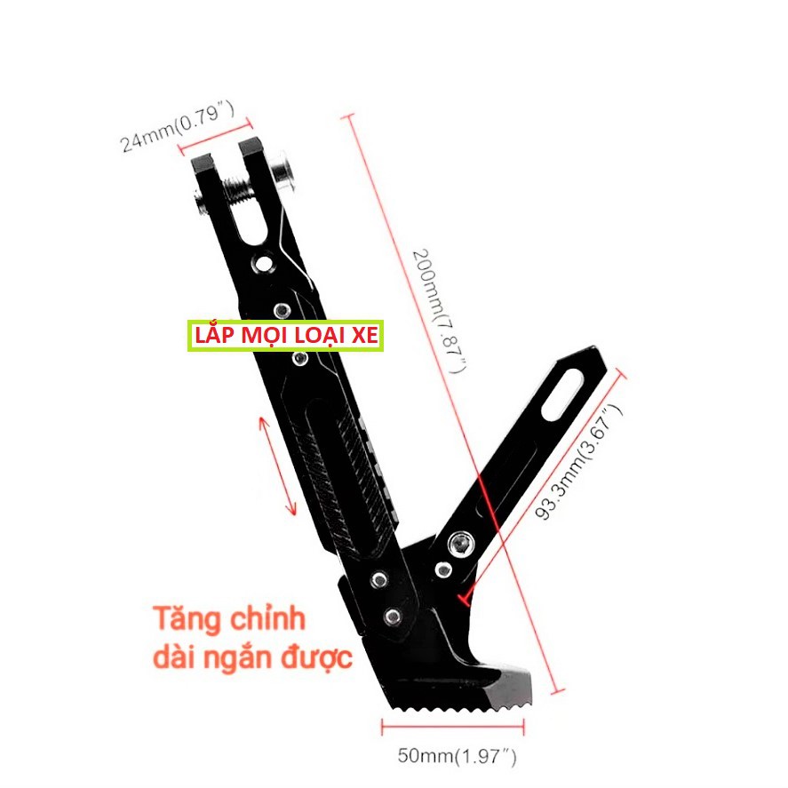 Chân Chống Xe Máy, Xe Đạp Điện CNC Tăng Chỉnh Dài Ngắn