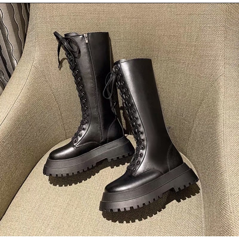 Boot nữ cổ cao đan dây đế 6cm,boot đùi chiến binh,bốt da,ôm chân,chuẩn form(Ảnh thật) | BigBuy360 - bigbuy360.vn