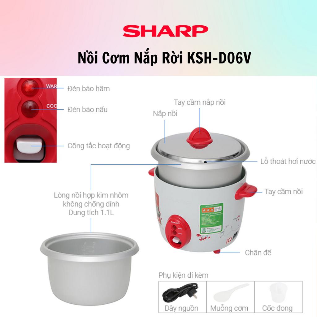 Nồi Cơm Điện Nắp Rời Sharp KSH-D06V/D11V/D15V - Màu Ngẫu Nhiên - Hàng Chính Hãng