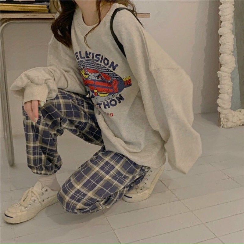 Set áo nỉ + quần caro | BigBuy360 - bigbuy360.vn