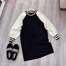 váy suông hoodie tay bo viền dài tay màu đen chất umi | BigBuy360 - bigbuy360.vn