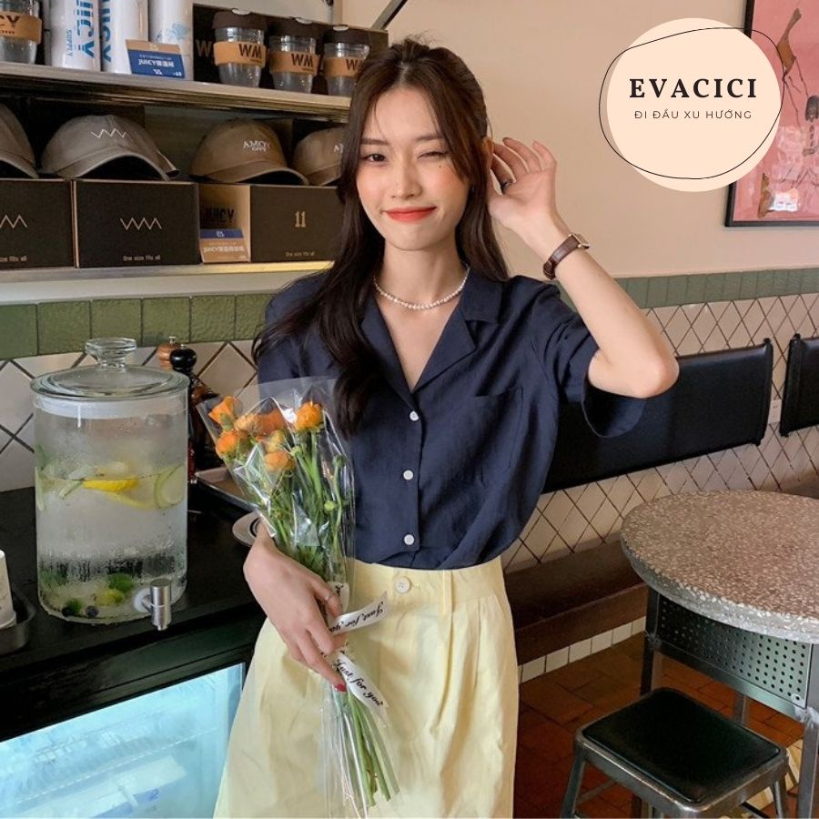Áo sơ mi cổ vest cộc tay chất đũi mát không nhăn nhiều màu.