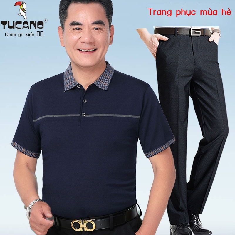 Áo phông ngắn tay, quần áo của bố trung niên và người già