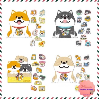 Set 30 sticker cute hình chó Shiba Inu, Husky, Mèo Gorogoro siêu dễ thương