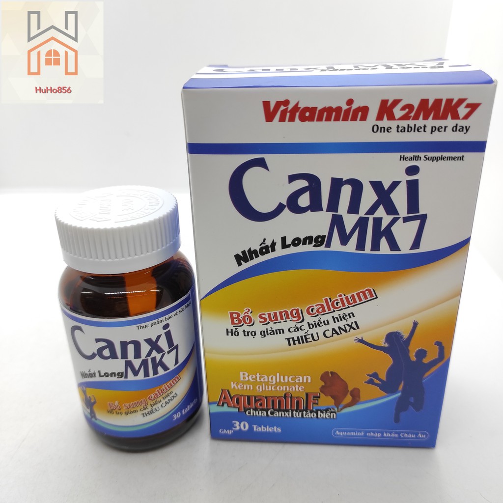 Canxi MK7 Nhất Long - Bổ Sung Calcium, Hỗ Trợ Giảm Các Biểu Hiện Thiếu Canxi Lọ 30 viên