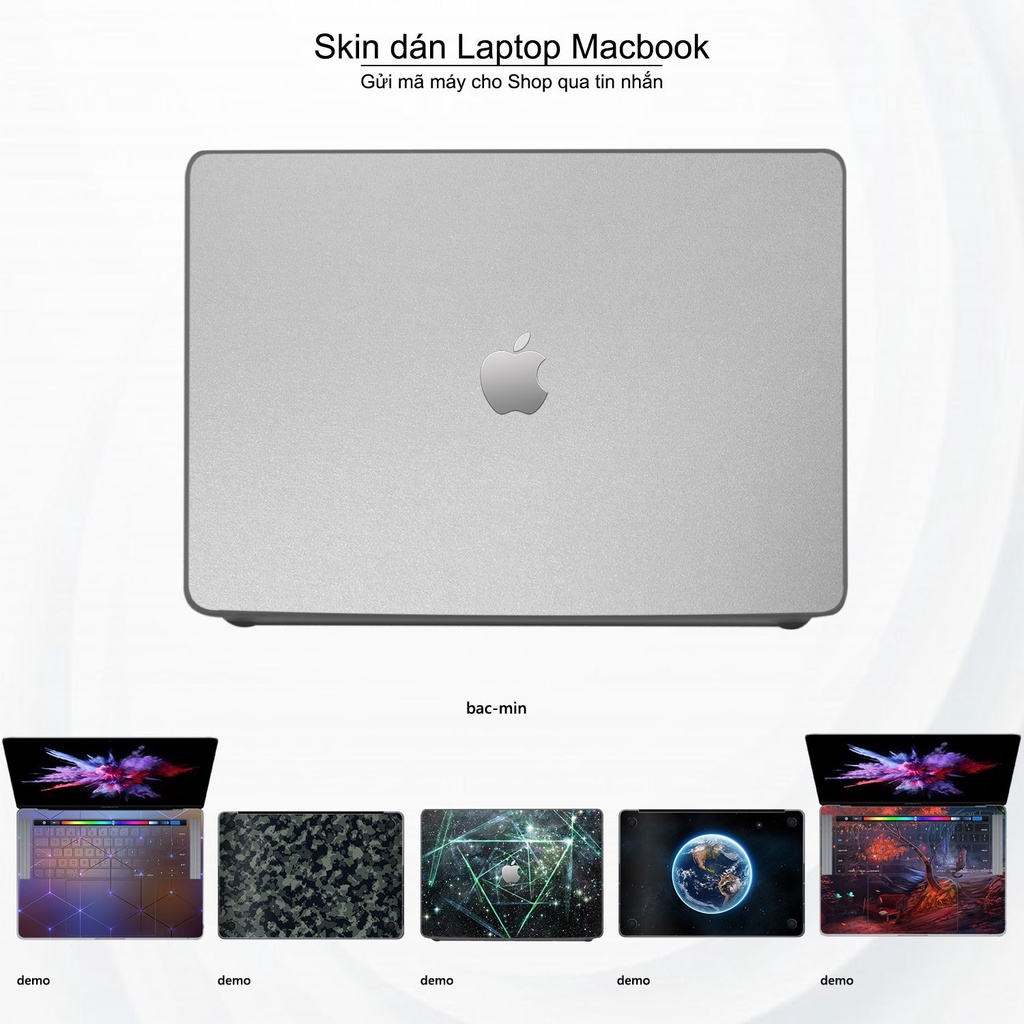 Skin dán Macbook mẫu Aluminum Chrome bạc mịn (đã cắt sẵn, inbox mã máy cho shop)