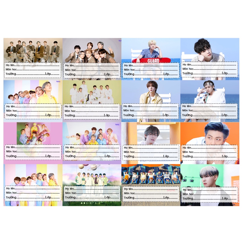 Nhãn vở BTSs 16 cái có đề can dán nhãn vở thần tượng idol kpop