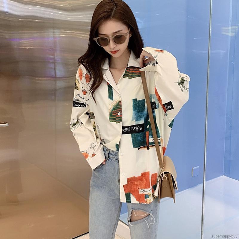 Áo sơ mi nữ vải chiffon dáng rộng dài tay phong cách Hàn Quốc