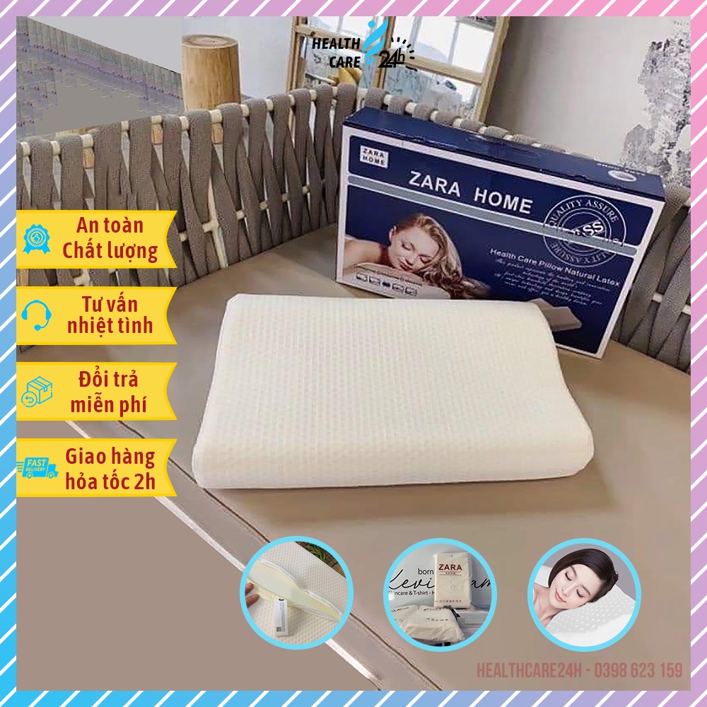 Gối cao su non ZARA Home cao cấp, chống ngủ ngáy, giảm đau mỏi vai gáy hiệu quả, Healthcare24h B003