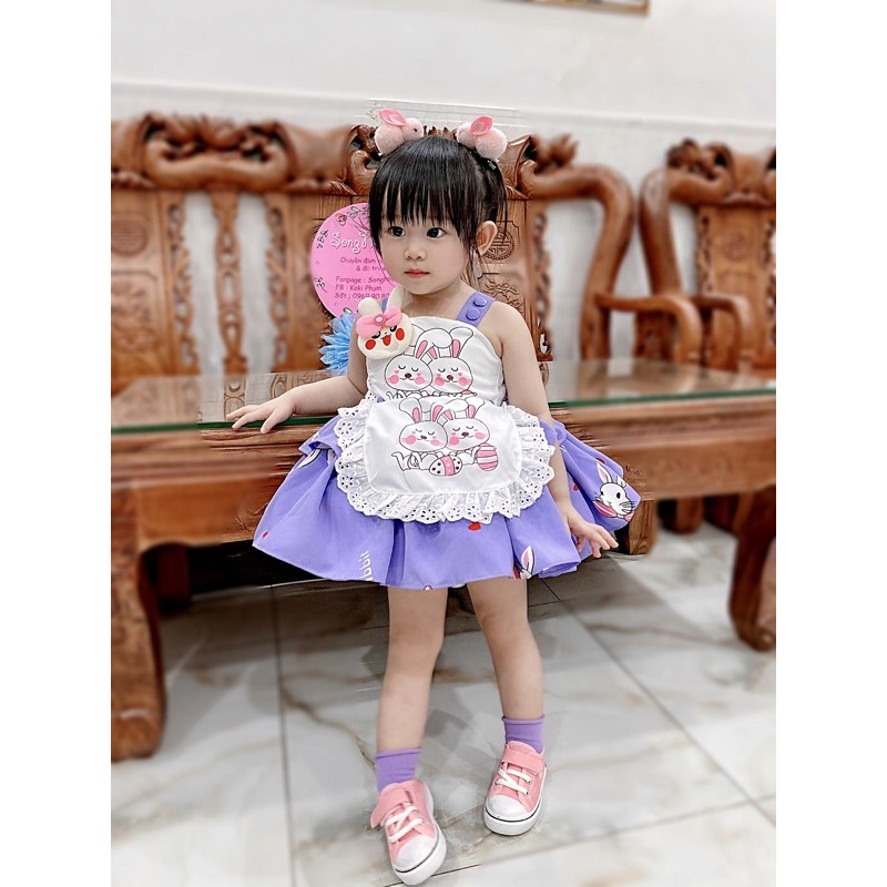 đầm 2 day thỏ ngọc cho bé gái