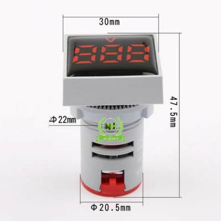 Đèn Báo Vôn Kế Hiển Thị Kỹ Thuật Số AC20-500V Báo Vôn Vuông