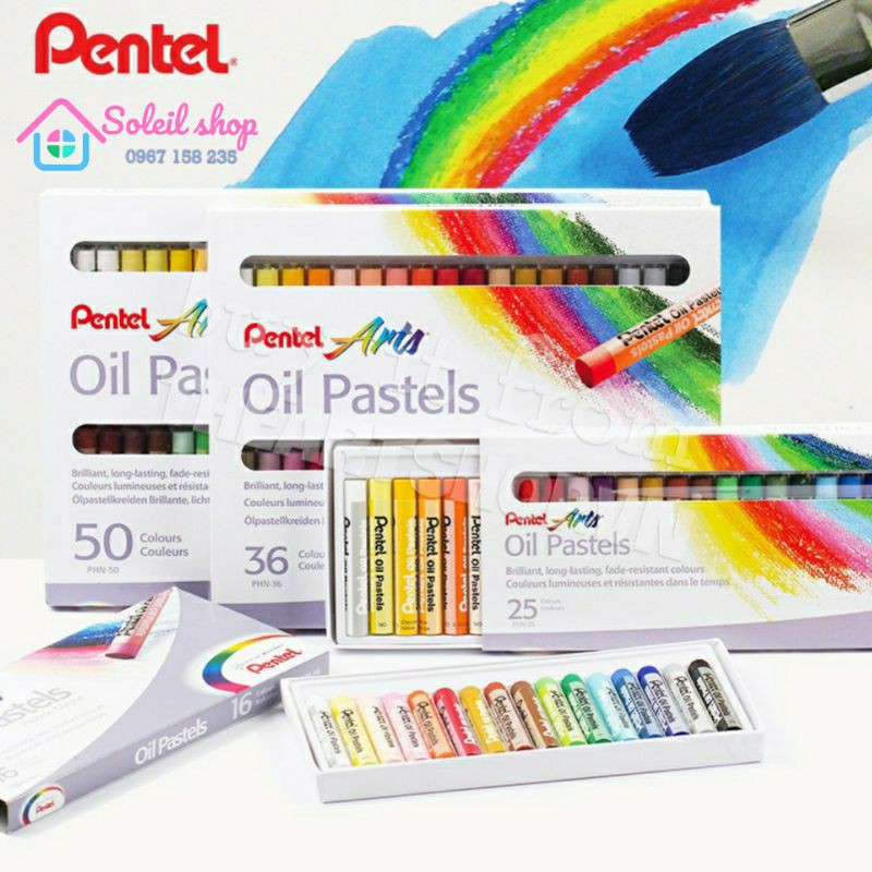 Sáp tô màu cho bé Pentel 50 màu, Nhật Bản, mầu sắc đẹp, giúp bé sáng tạo