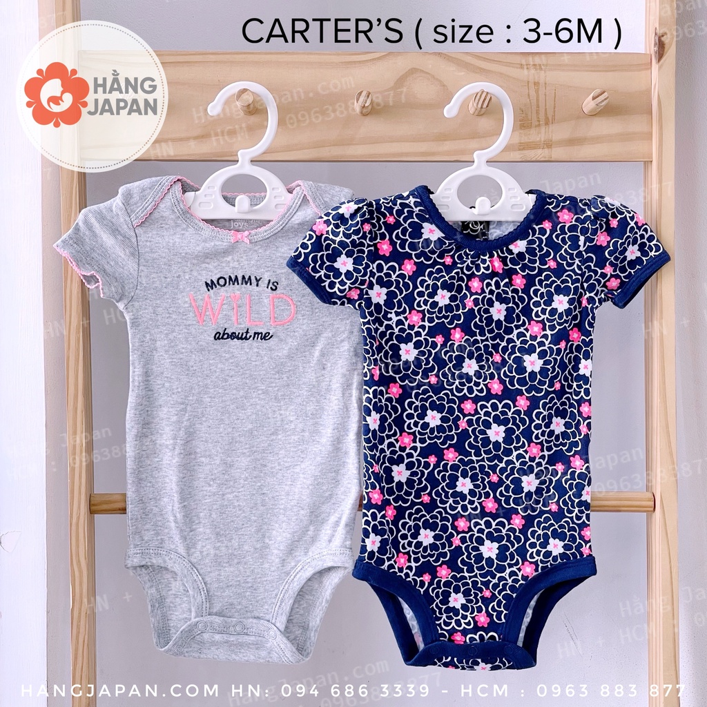 Set 2 Bodysuit Carter hàng VNXK cộc tay bé gái size 0-3-6-9-12M mẫu ngẫu nhiên