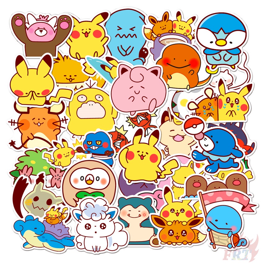 Set 35 Món Đồ Thời Trang ☆ Miếng Dán Trang Trí Hình Pokemon Go Series 01 ☆ Sticker Dán Tường Chống Thấm Nước Họa Tiết Doodle Hợp Thời Trang