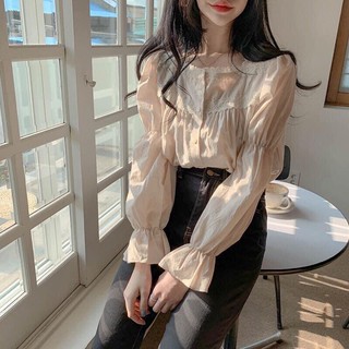 ÁO BABYDOLL CỔ VUÔNG ĐÁP REN/ ÁO SƠMI PHA REN CÁCH ĐIỆU