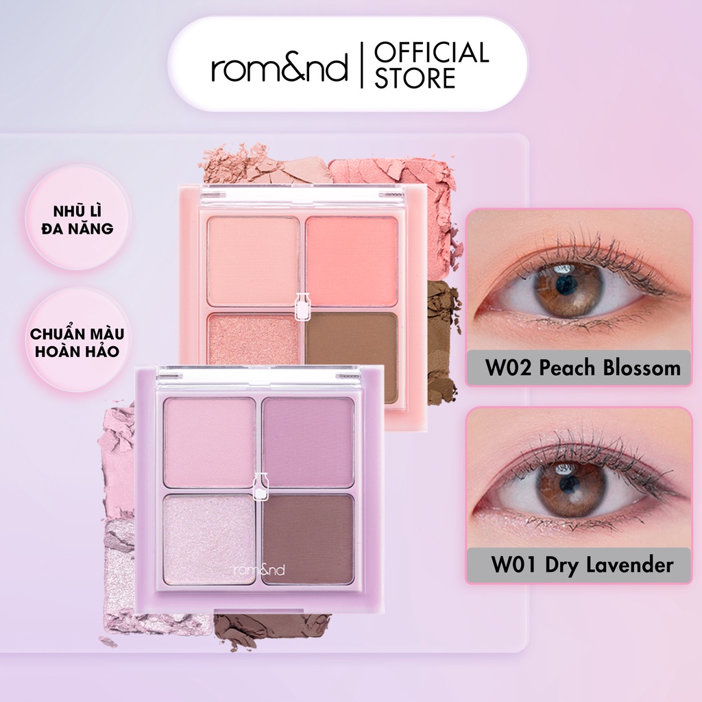 [Rom&amp;nd] [Milk Series] Bảng phấn mắt 4 ô xinh xắn Hàn Quốc Romand Better Than Eyes 6.5g