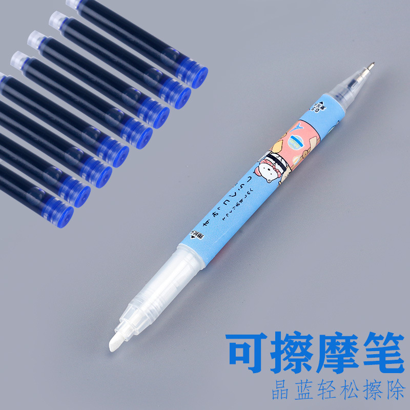 Bộ 5 ống mực thư pháp màu xanh dương/xanh dương xóa được/đen/đỏ dành cho bút máy viết thư pháp của học sinh