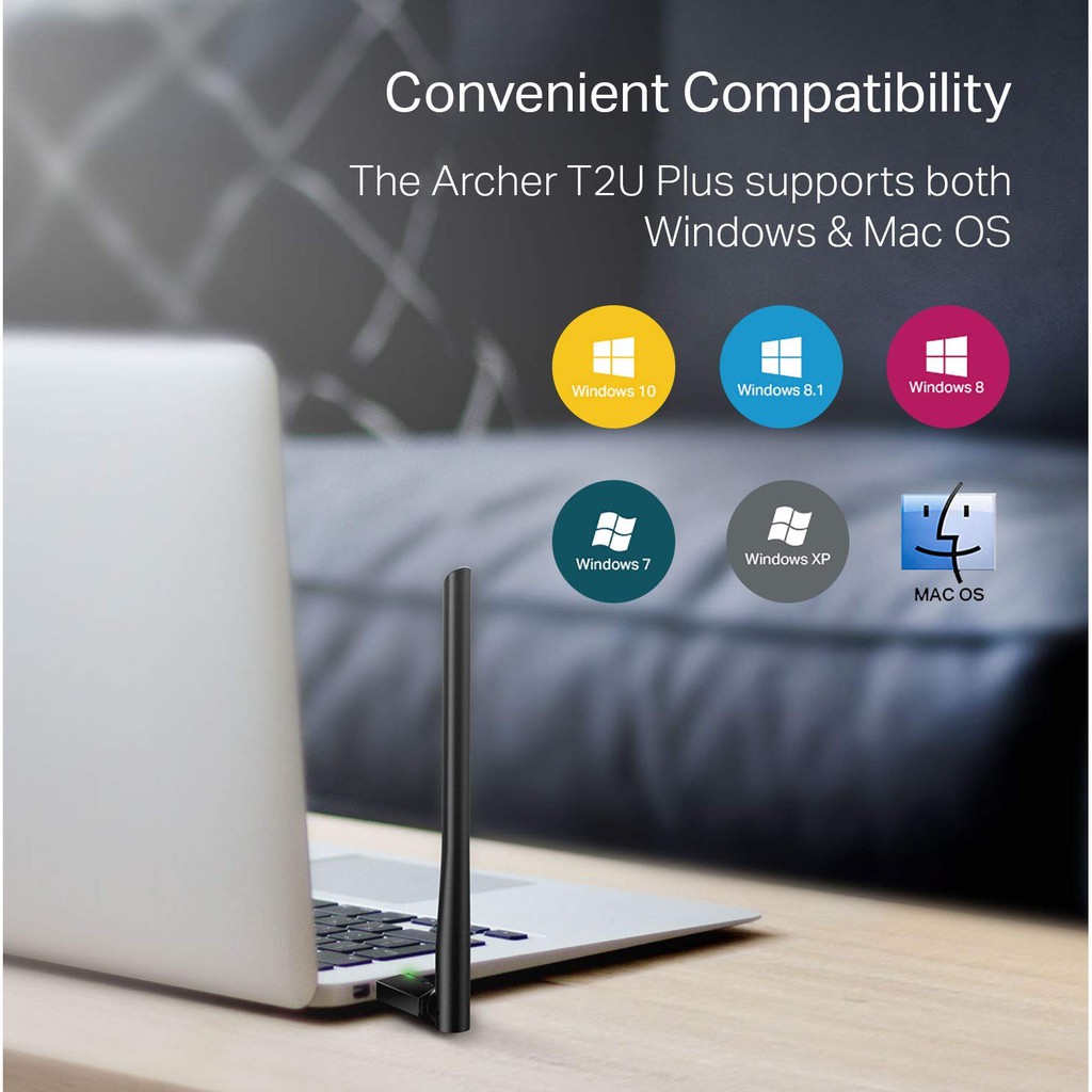 Usb wifi TP Link chuẩn AC600 Mbps USB adapter Archer T2U Plus băng tần kép thu wifi cho pc laptop-ZTech