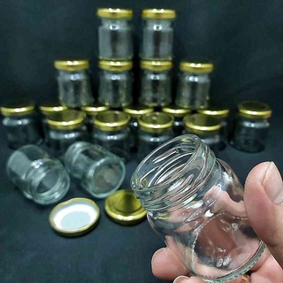 Lọ thủy tinh nhỏ 50ml (combo 12 cái) Trụ Tròn nắp thiếc vàng - Hũ đựng mật ong, sữa ong chúa, thực phẩm, mỹ phâm