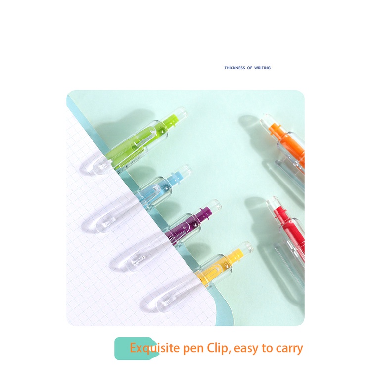 Set 6 Bút Bi Mực Gel Ngòi 0.5MM Màu Xanh Dương/Xanh Lá/Tím/Đỏ/Cam Cho Học Sinh
