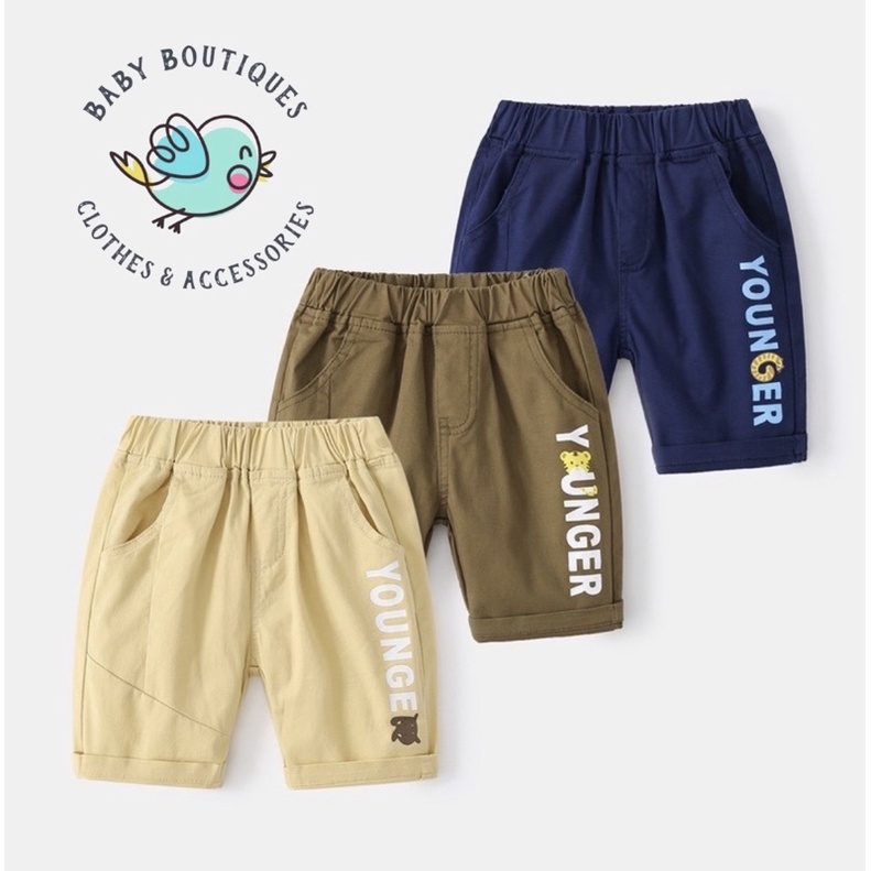 Quần short kaki bé trai WELLKIDS in chữ Younger ngộ nghĩnh , quần kaki bé trai (KZ3268)