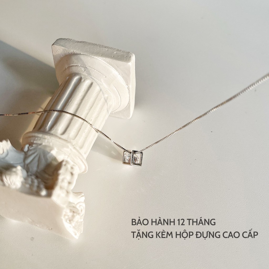 Dây chuyền bạc Miuu Silver, vòng cổ nữ lập phương đính đá Cube Necklace