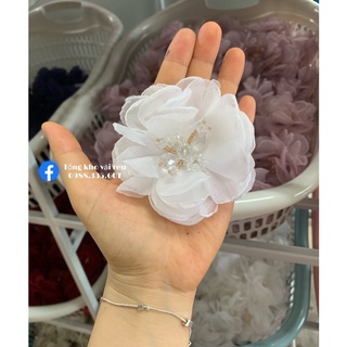 Hoa voan cài áo ,đính váy áo chất voan Hàn nhuỵ pha lê cao cấp