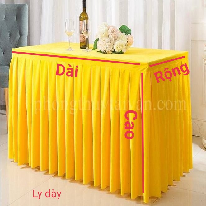 Khăn trải bàn Phật xếp ly màu VÀNG(thảm trải bàn)1m2,1m4,1m6,1m8