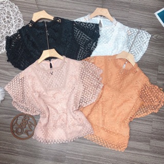 Áo ren cổ cao kiểu mới croptop