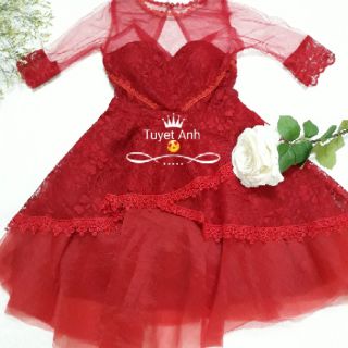 Váy ren đỏ tiểu thư