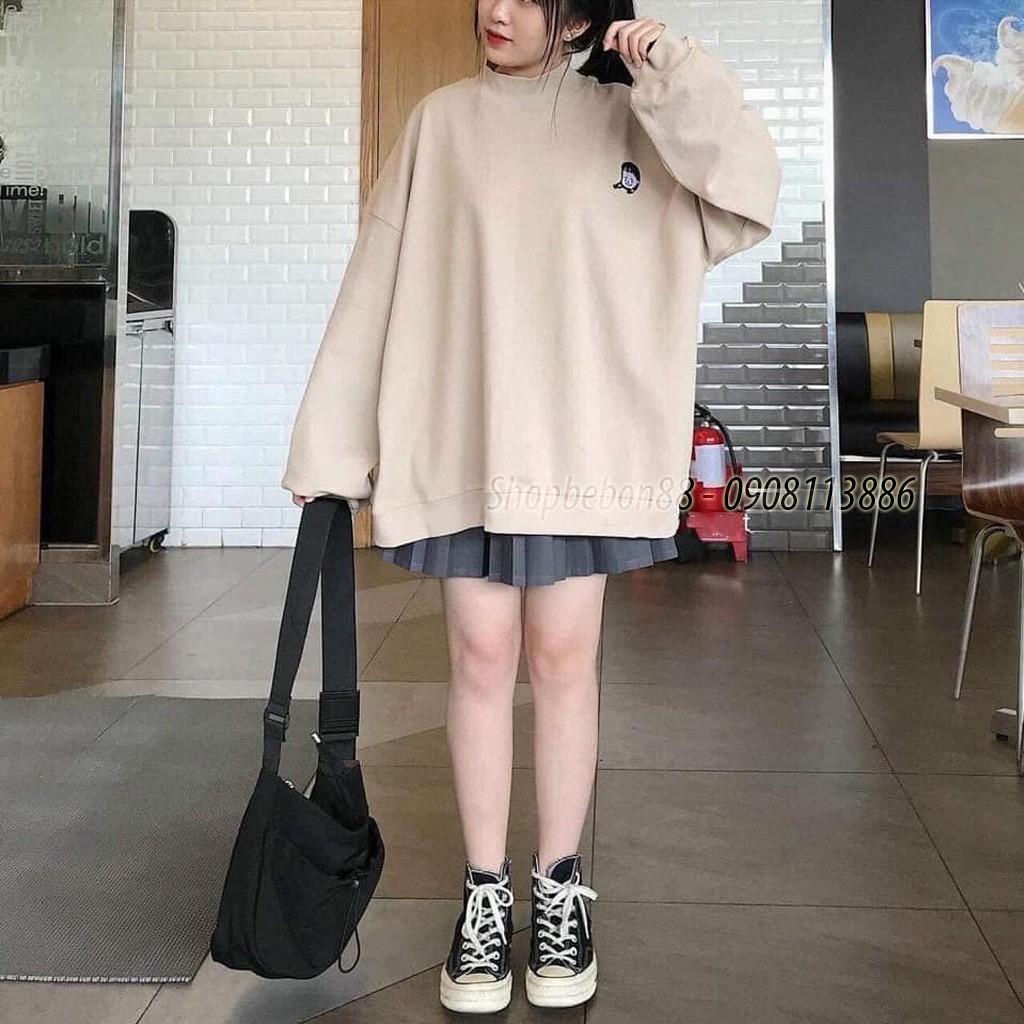 {ẢNH CẬN CHẤT} Áo nỉ thêu cô gái  siêu hot dáng rộng