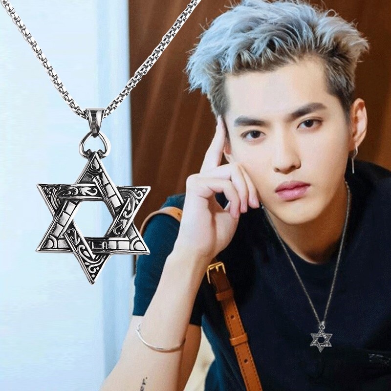 Vòng cổ Hình Ngôi Sao Sáu Cánh Phong Cách Hip hop Thời Trang Cho Nam Và Nữ