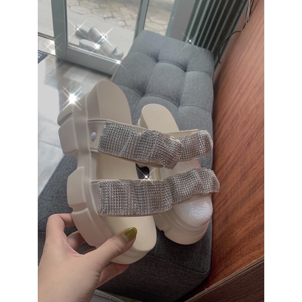 GIÀY Bánh Mỳ quai bèo nhún tag đá đế cao 10cm