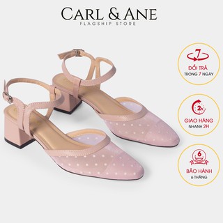[Mã WABR19 giảm 15% đơn 300K] Carl & Ane - Giày cao gót bít mũi phối lưới hở gót cao 5cm màu hồng - CL010
