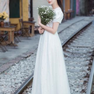 váy cưới, đầm maxi trắng dạ hội  ( Hàng thiết kế cao cấp)