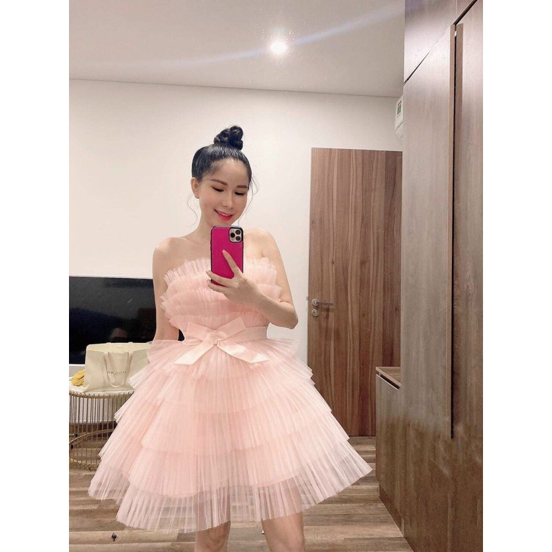 Đầm cúp tầng dúm cực xinh kèm ảnh và video 1000% thật