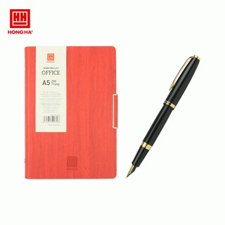 Combo quà tặng Sổ da còng Office Hồng Hà & bút ký cao cấp Trường Sơn Gold (9230 + 9039)