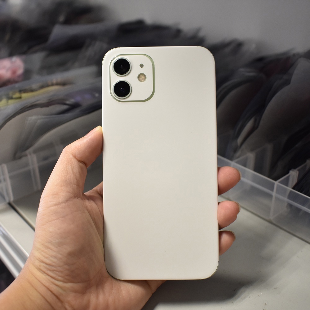 Nhãn Dán Màu Trắng Trơn Thời Trang Cho iPhone 6 6s X XR XS 7 8 Plus 11 12 13 14 Pro Max Mini SE2