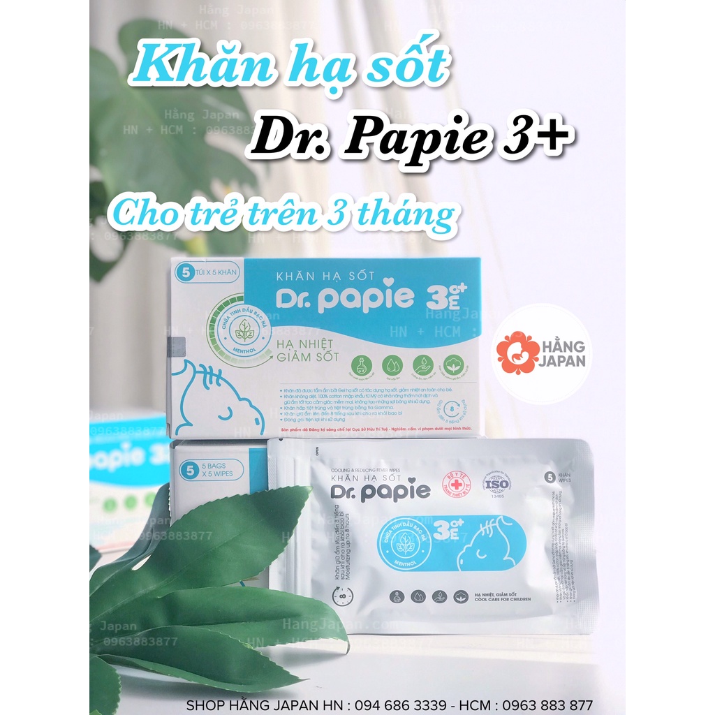 Khăn lau mát hạ sốt Dr.papie cho bé từ 0 tháng tuổi