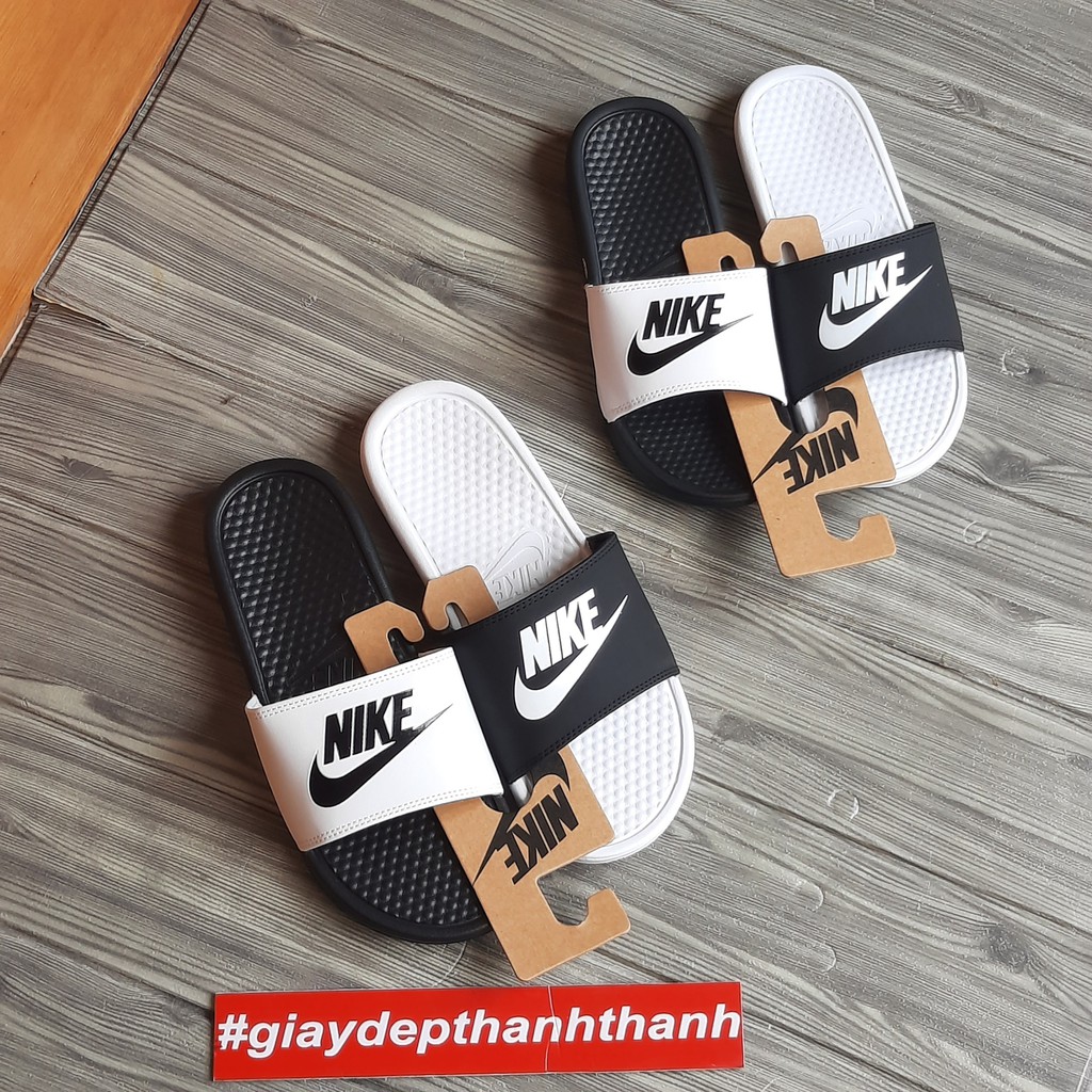 Dép quai ngang nike-unisex trắng đen free ship