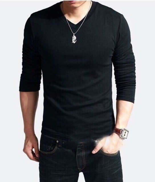Áo thun nam cổ tim tay dài TT504 | BigBuy360 - bigbuy360.vn