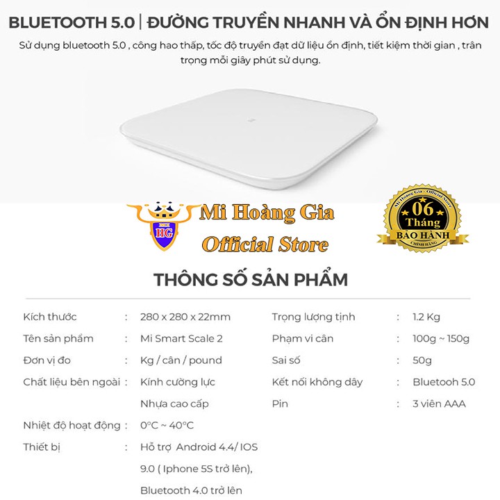 Cân điện tử xiaomi thông minh mi smart scale 2 | Can dien tu thong minh xiaomi body composition gen 2 - mihoanggia