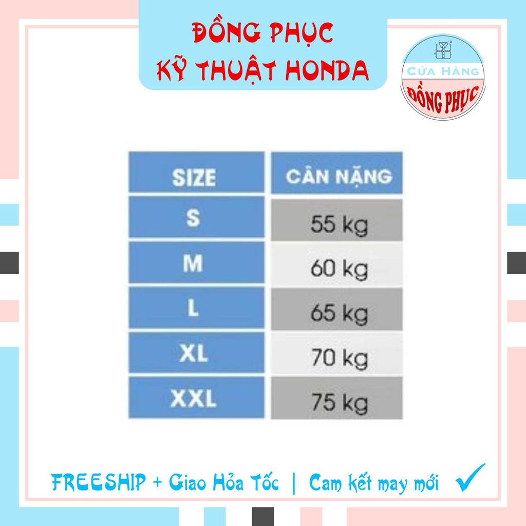 ĐỒNG PHỤC NHÂN VIÊN KỸ THUẬT VIÊN - KỸ THUẬT TRƯỞNG CHÍNH HÃNG HONDA, ĐÚNG CHUẨN CỦA HEAD, Gía sỉ!
